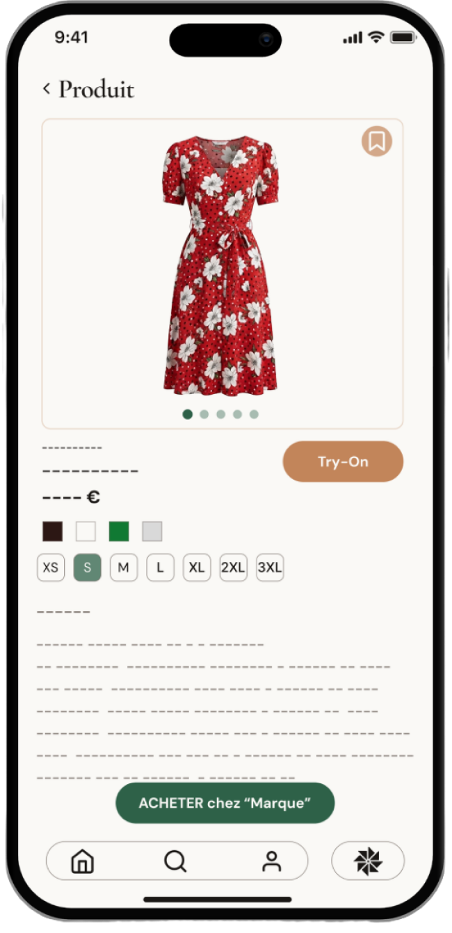 Page Produit - Écran 1